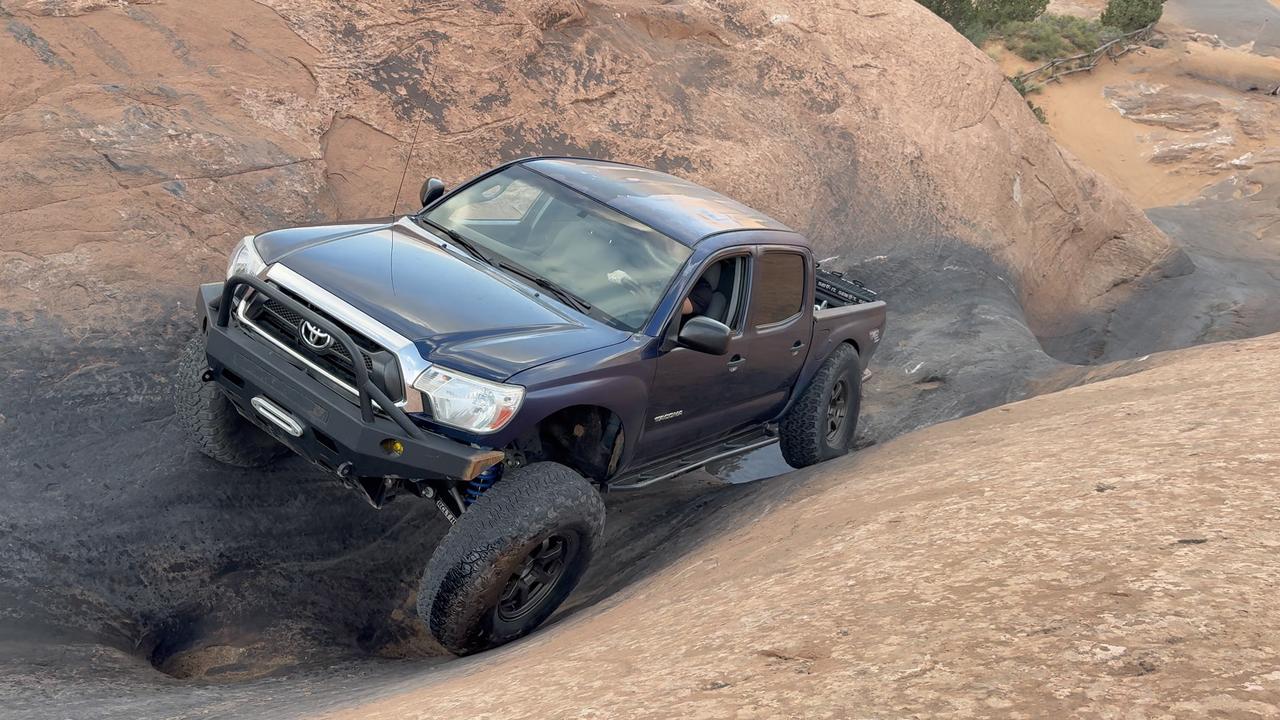 truck on rocks